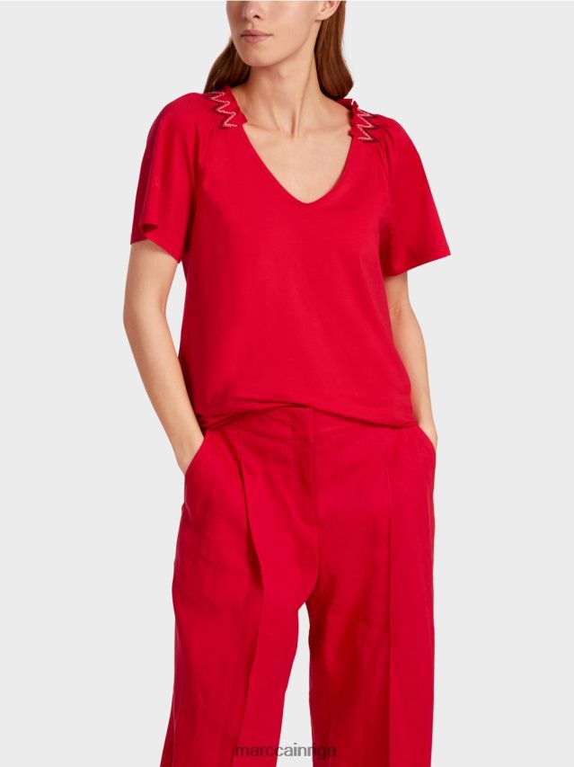 apģērbs dziļi sarkans VRBHXD1375 Marc Cain t-krekls ar raglānu