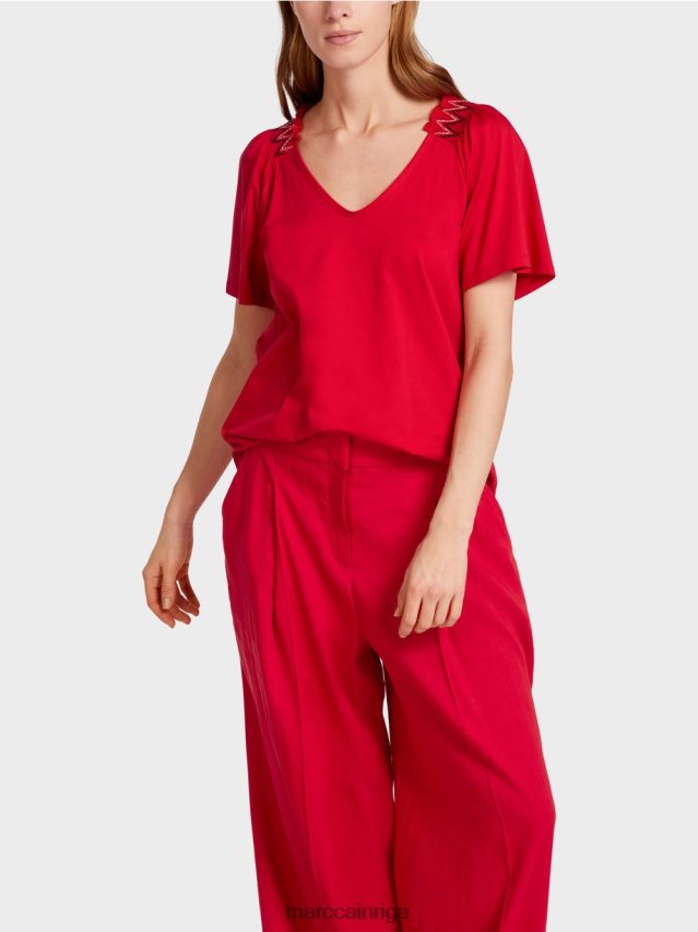 apģērbs dziļi sarkans VRBHXD1375 Marc Cain t-krekls ar raglānu