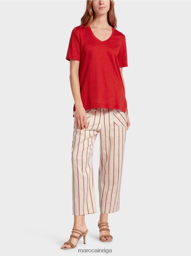 apģērbs dziļi sarkans VRBHXD1377 Marc Cain t-krekls no lina maisījuma