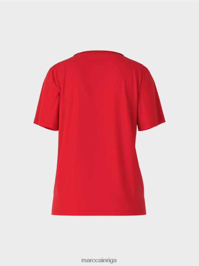 apģērbs dziļi sarkans VRBHXD1381 Marc Cain tops no elastīgas kokvilnas
