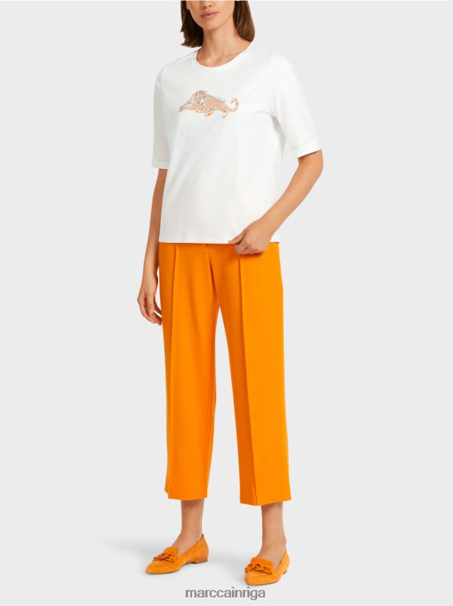 apģērbs dzidrs oranžs VRBHXD1451 Marc Cain "pārdomāt kopā" ​​kokvilnas t-krekls