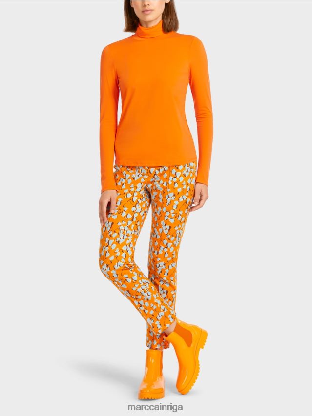 apģērbs dzidrs oranžs VRBHXD1456 Marc Cain vienkāršs tops ar garām piedurknēm