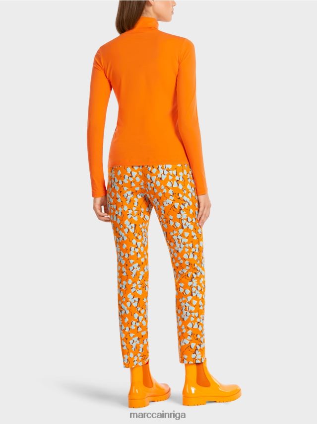 apģērbs dzidrs oranžs VRBHXD1456 Marc Cain vienkāršs tops ar garām piedurknēm