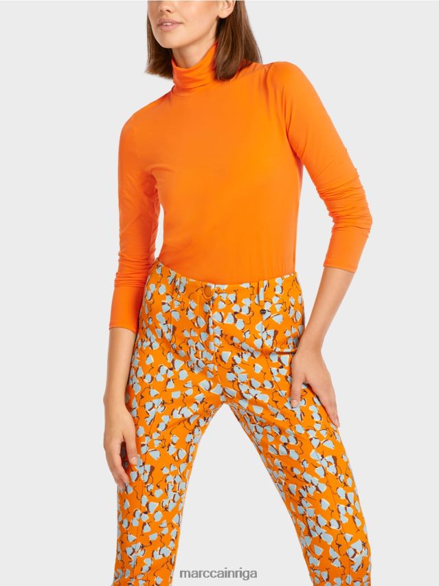 apģērbs dzidrs oranžs VRBHXD1456 Marc Cain vienkāršs tops ar garām piedurknēm