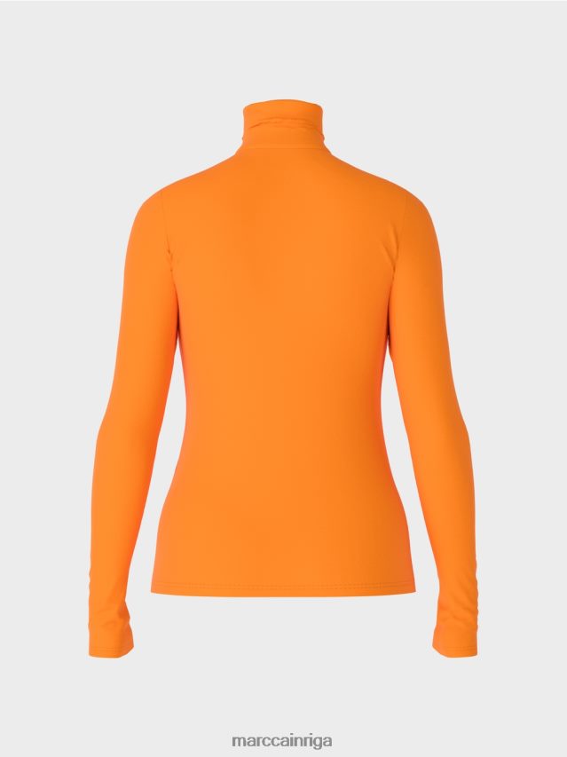 apģērbs dzidrs oranžs VRBHXD1456 Marc Cain vienkāršs tops ar garām piedurknēm