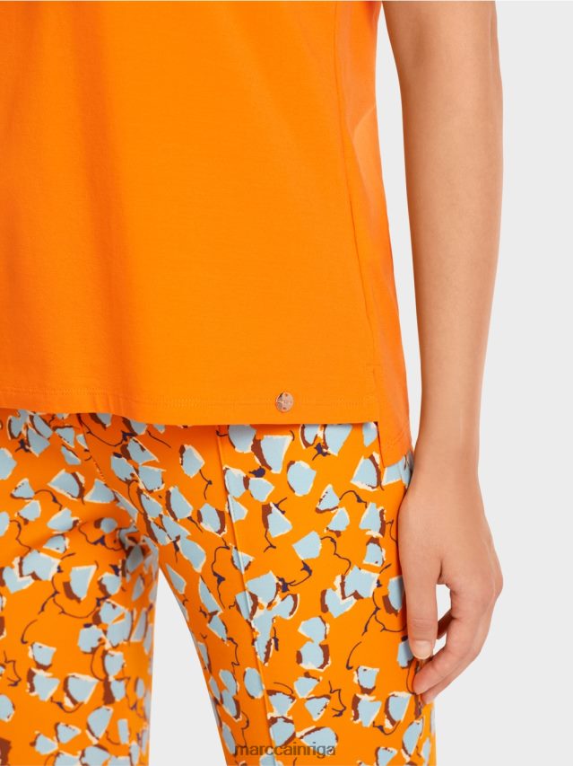 apģērbs dzidrs oranžs VRBHXD1457 Marc Cain T-krekls ar izrotātu krūšu kabatu