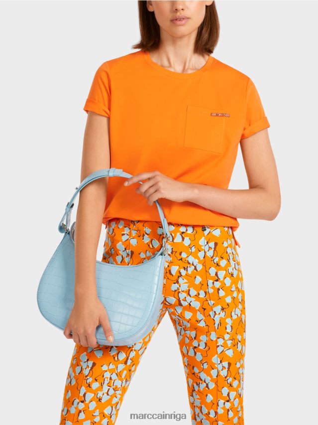 apģērbs dzidrs oranžs VRBHXD1457 Marc Cain T-krekls ar izrotātu krūšu kabatu