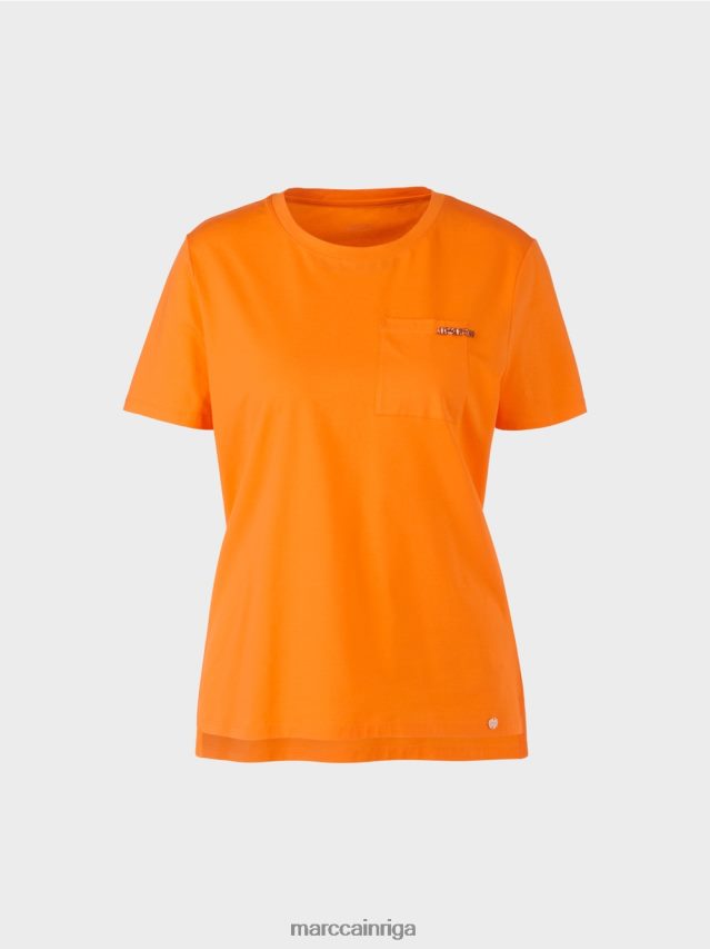 apģērbs dzidrs oranžs VRBHXD1457 Marc Cain T-krekls ar izrotātu krūšu kabatu