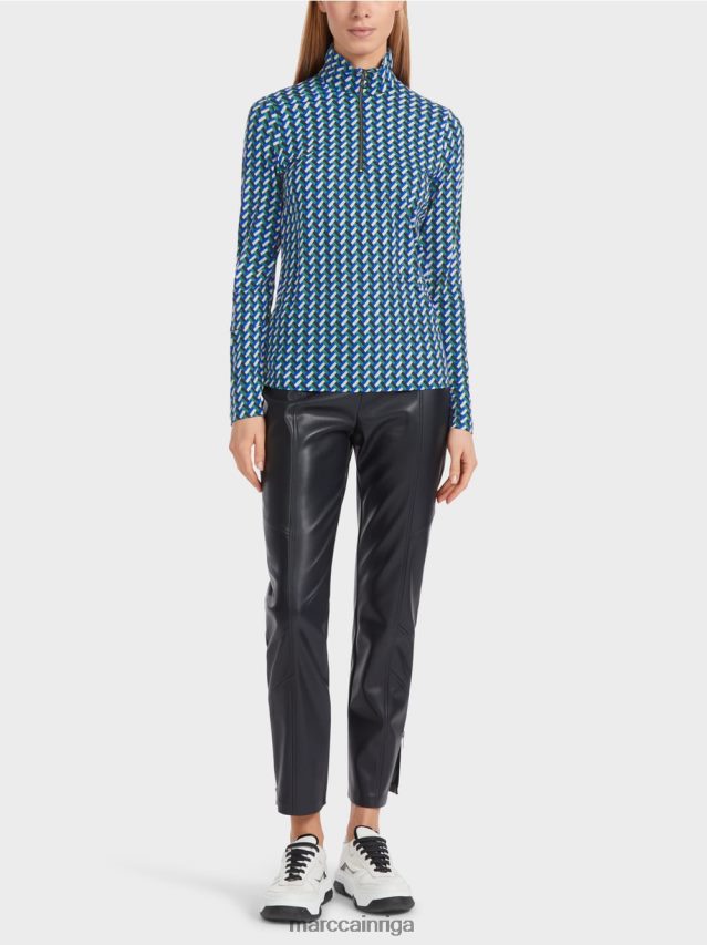 apģērbs emalja VRBHXD1231 Marc Cain rakstains t-krekls ar stāvu apkakli