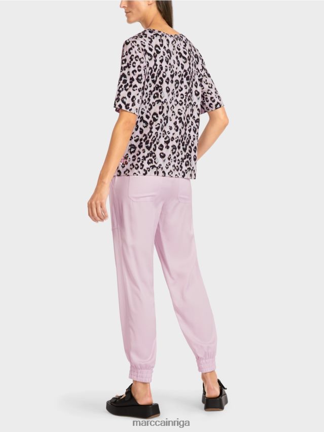 apģērbs gaiša lavanda VRBHXD1410 Marc Cain t-krekls ar leoparda apdruku