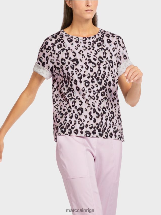 apģērbs gaiša lavanda VRBHXD1410 Marc Cain t-krekls ar leoparda apdruku