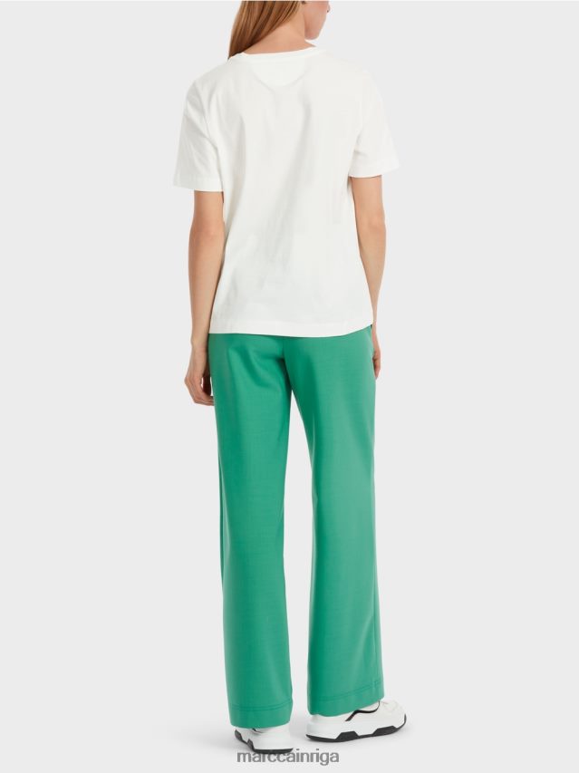 apģērbs gandrīz balts VRBHXD1229 Marc Cain \"pārdomājiet kopā\" ​​t-krekls ar spīdumiem