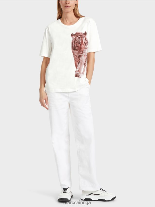 apģērbs gandrīz balts VRBHXD1261 Marc Cain leo dizaina "rethink together" t-krekls