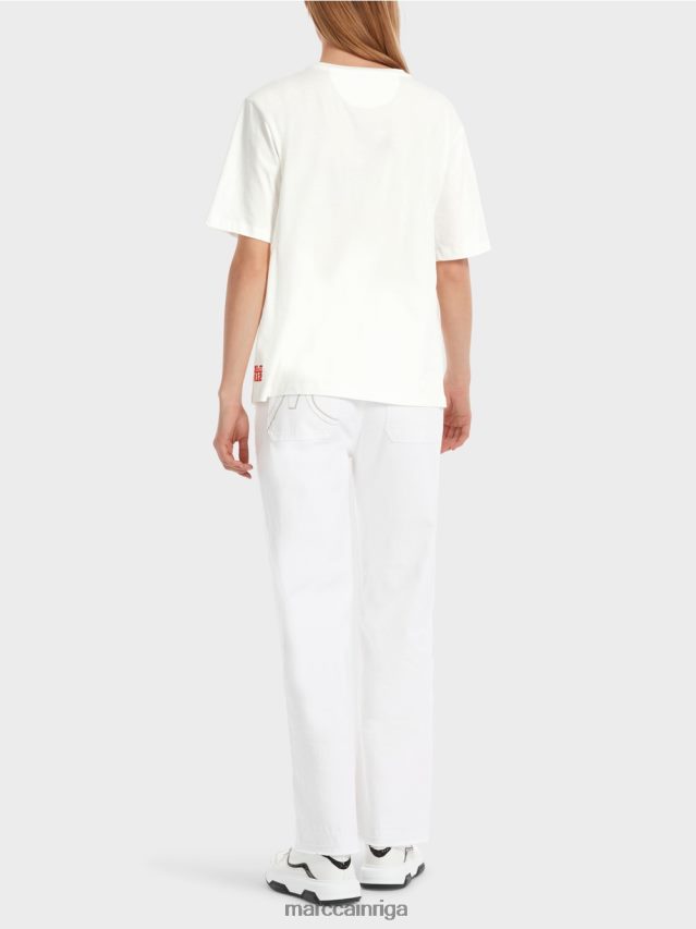 apģērbs gandrīz balts VRBHXD1261 Marc Cain leo dizaina \"rethink together\" t-krekls