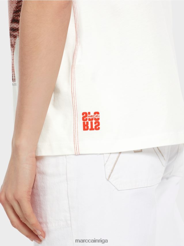 apģērbs gandrīz balts VRBHXD1261 Marc Cain leo dizaina \"rethink together\" t-krekls