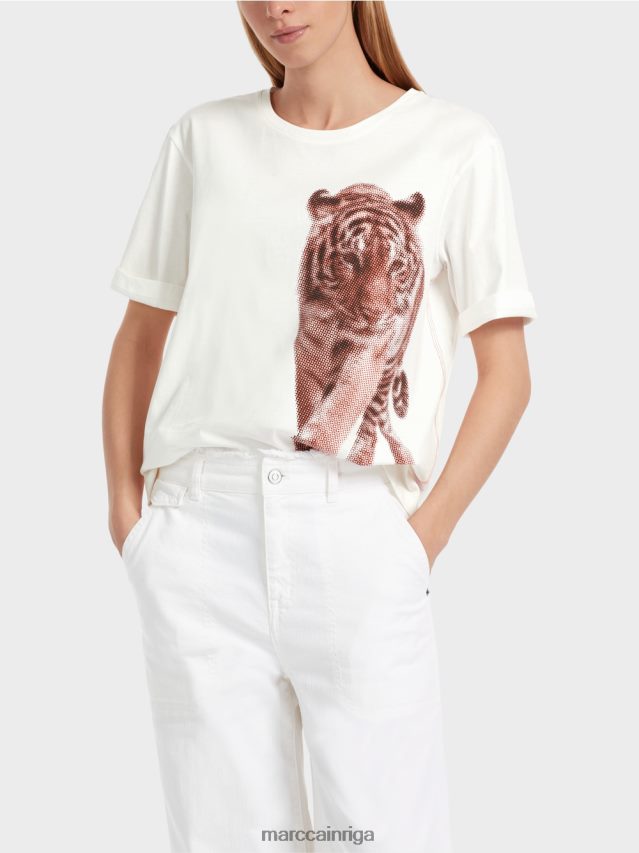 apģērbs gandrīz balts VRBHXD1261 Marc Cain leo dizaina \"rethink together\" t-krekls