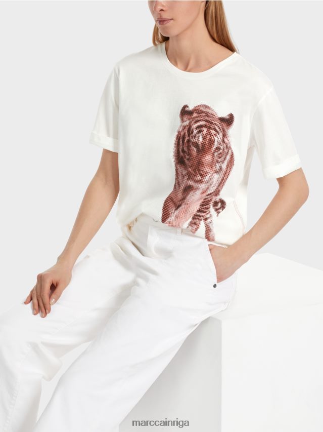 apģērbs gandrīz balts VRBHXD1261 Marc Cain leo dizaina \"rethink together\" t-krekls
