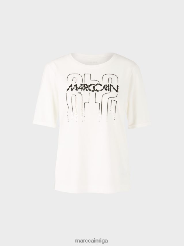 apģērbs gandrīz balts VRBHXD1265 Marc Cain t-krekls ar aplikāciju