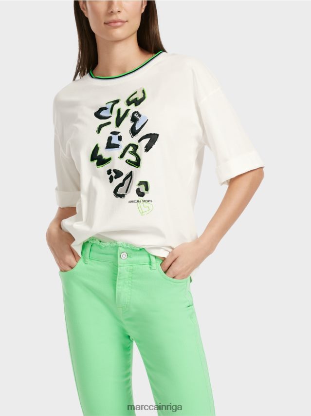 apģērbs gandrīz balts VRBHXD1294 Marc Cain \"pārdomājiet kopā\" ​​t-kreklu