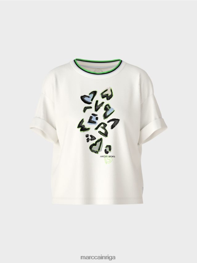 apģērbs gandrīz balts VRBHXD1294 Marc Cain \"pārdomājiet kopā\" ​​t-kreklu