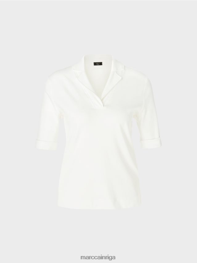 apģērbs gandrīz balts VRBHXD1300 Marc Cain t-krekls ar 3/4 piedurknēm