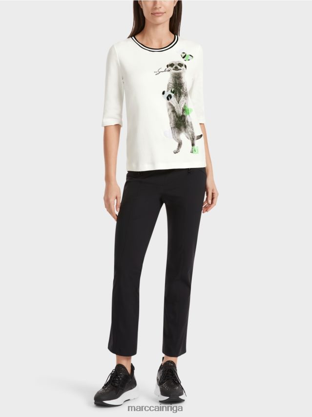 apģērbs gandrīz balts VRBHXD1302 Marc Cain t-krekls ar dzīvnieku motīvu