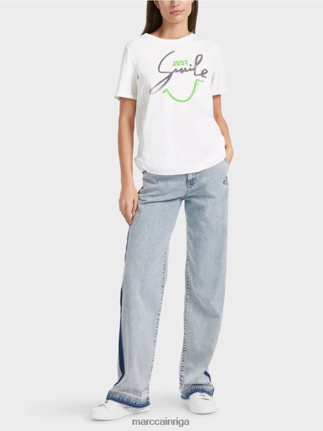 apģērbs gandrīz balts VRBHXD1304 Marc Cain "pārdomājiet kopā" ​​t-krekls ar spīdumiem