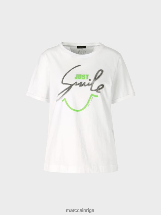 apģērbs gandrīz balts VRBHXD1304 Marc Cain \"pārdomājiet kopā\" ​​t-krekls ar spīdumiem