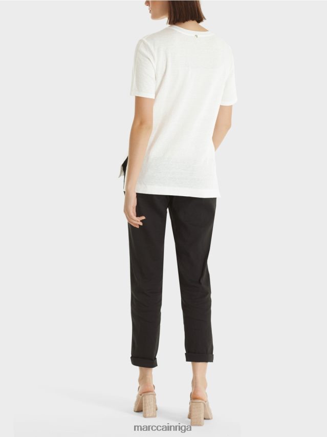 apģērbs gandrīz balts VRBHXD1380 Marc Cain t-krekls no lina maisījuma