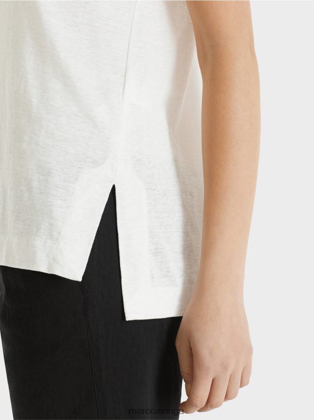 apģērbs gandrīz balts VRBHXD1380 Marc Cain t-krekls no lina maisījuma