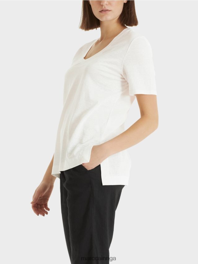 apģērbs gandrīz balts VRBHXD1380 Marc Cain t-krekls no lina maisījuma