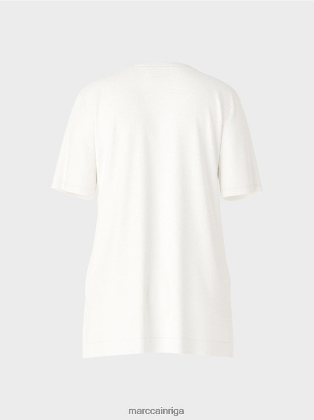 apģērbs gandrīz balts VRBHXD1380 Marc Cain t-krekls no lina maisījuma