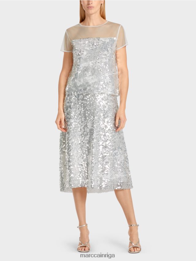 apģērbs gandrīz balts VRBHXD1390 Marc Cain elegants topiņš ar fliteriem