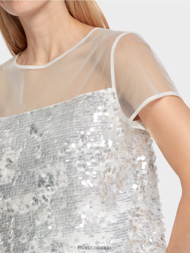 apģērbs gandrīz balts VRBHXD1390 Marc Cain elegants topiņš ar fliteriem