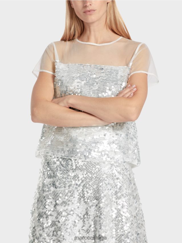 apģērbs gandrīz balts VRBHXD1390 Marc Cain elegants topiņš ar fliteriem