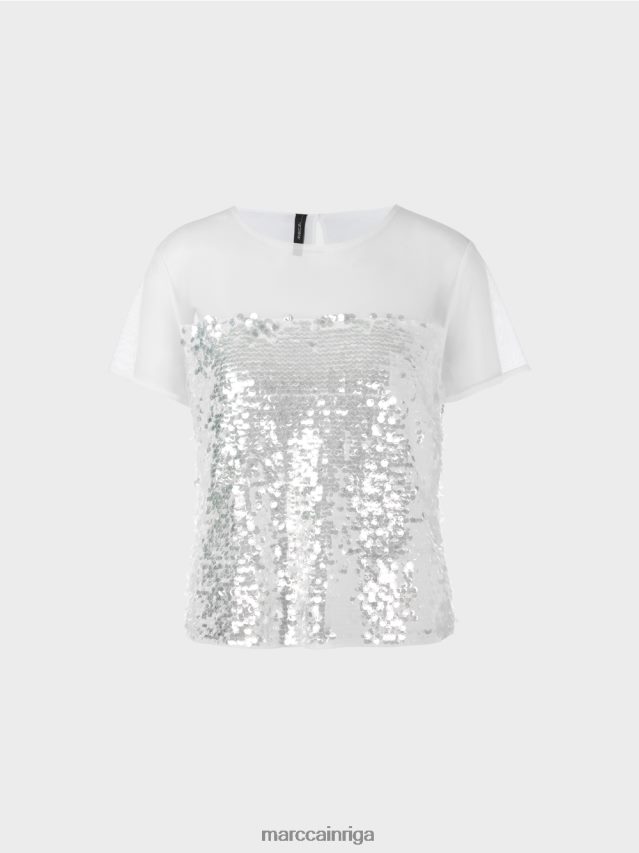 apģērbs gandrīz balts VRBHXD1390 Marc Cain elegants topiņš ar fliteriem