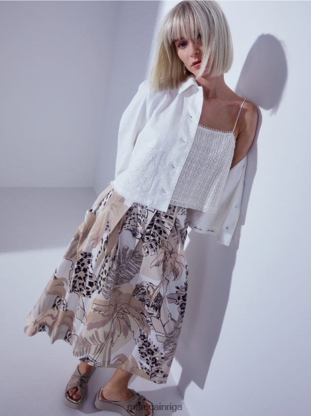 apģērbs gandrīz balts VRBHXD1401 Marc Cain mežģīņu crop top