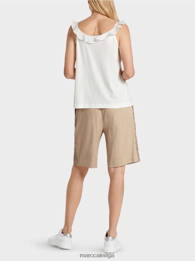 apģērbs gandrīz balts VRBHXD1403 Marc Cain gaisīgs tops ar volānu