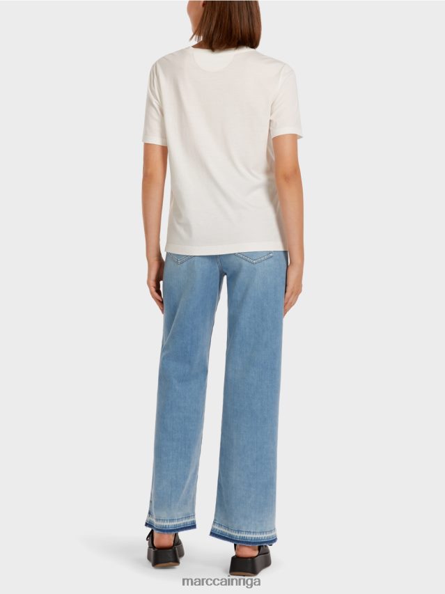 apģērbs gandrīz balts VRBHXD1425 Marc Cain t-krekls ar leoparda galvas motīvu