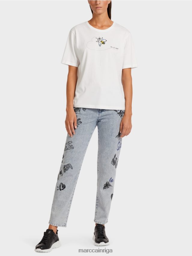 apģērbs gandrīz balts VRBHXD1439 Marc Cain augšdaļa no mīkstas kokvilnas