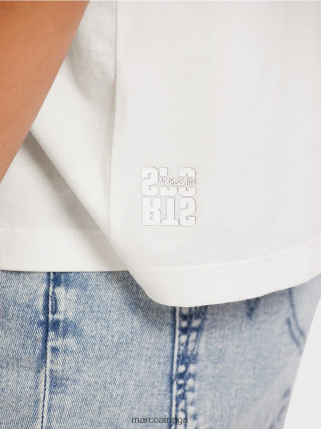 apģērbs gandrīz balts VRBHXD1439 Marc Cain augšdaļa no mīkstas kokvilnas