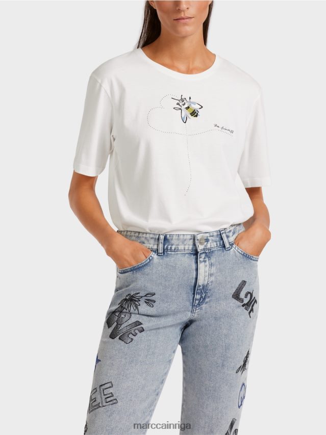 apģērbs gandrīz balts VRBHXD1439 Marc Cain augšdaļa no mīkstas kokvilnas