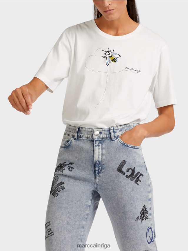 apģērbs gandrīz balts VRBHXD1439 Marc Cain augšdaļa no mīkstas kokvilnas