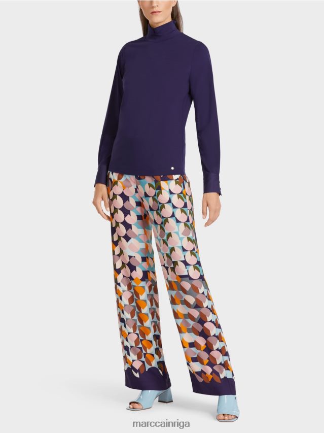 apģērbs karaliski violets VRBHXD1458 Marc Cain t-krekls ar aproču piedurknēm