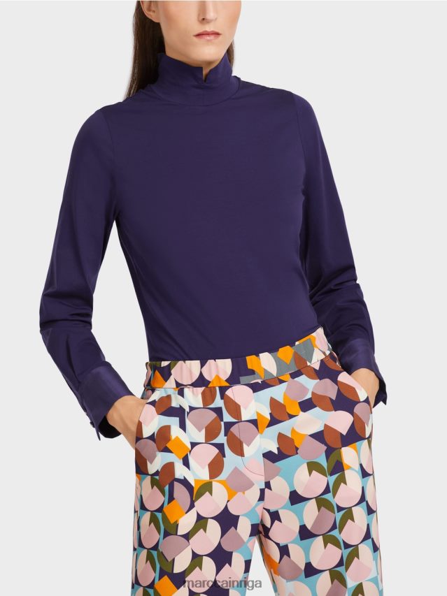 apģērbs karaliski violets VRBHXD1458 Marc Cain t-krekls ar aproču piedurknēm