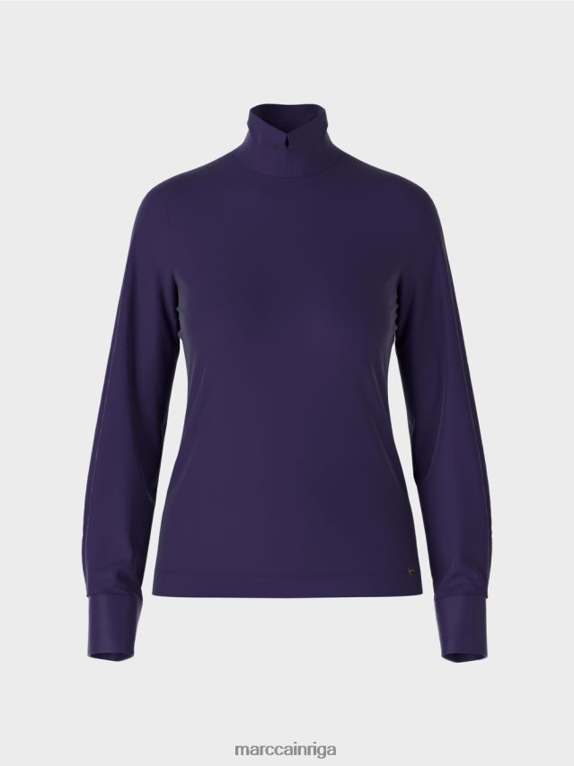 apģērbs karaliski violets VRBHXD1458 Marc Cain t-krekls ar aproču piedurknēm