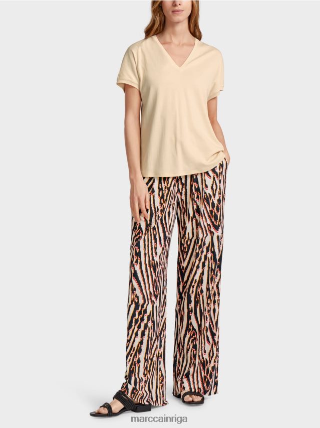 apģērbs krēms VRBHXD1374 Marc Cain vienkāršs t-krekls ar v veida kakla izgriezumu