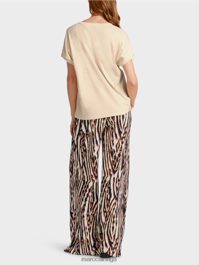 apģērbs krēms VRBHXD1374 Marc Cain vienkāršs t-krekls ar v veida kakla izgriezumu