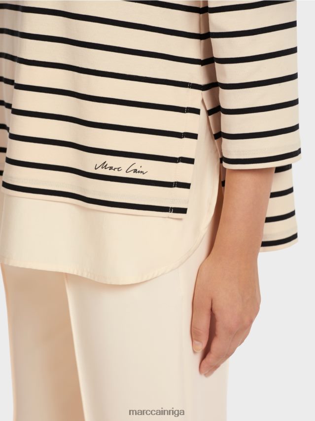 apģērbs krēms VRBHXD1447 Marc Cain jūras svītrains t-krekls