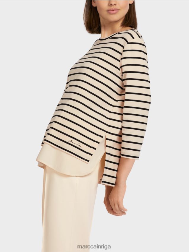 apģērbs krēms VRBHXD1447 Marc Cain jūras svītrains t-krekls